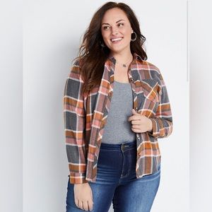 Plus Size Cabin Plaid Super Soft Dark Gray Shirt